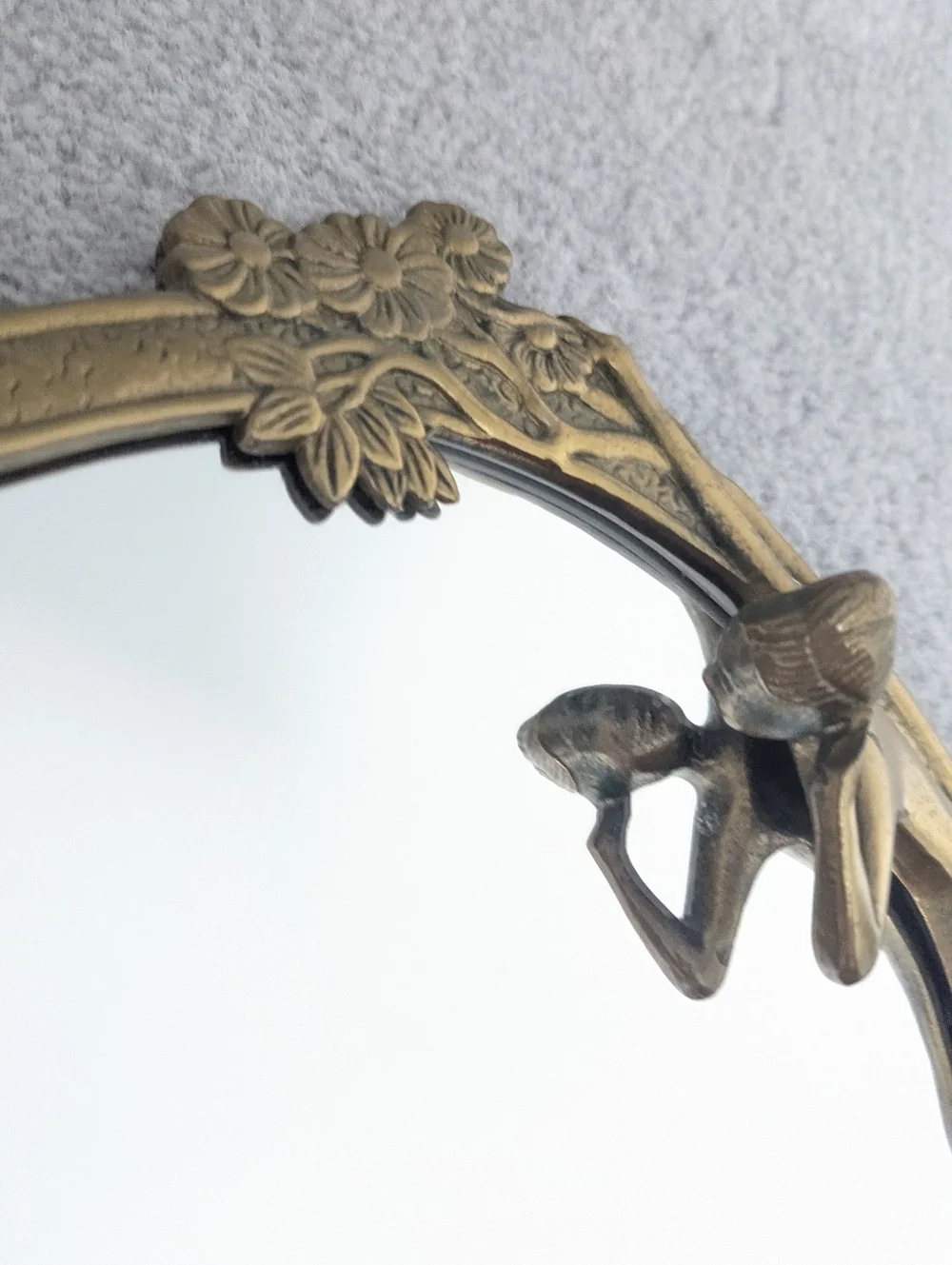 Vintage Art Nouveau Brass Lady Of The Lake Mirror